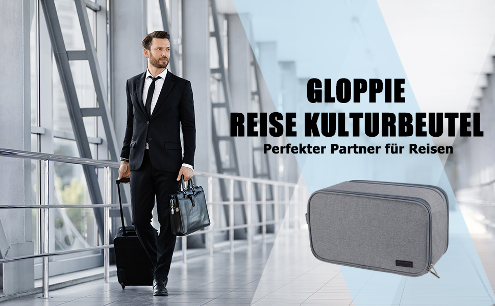 Gloppie Косметичка XXL для жінок і чоловіків, водонепроникна дорожня сумка 10 л для подорожей і кемпінгу, сіра