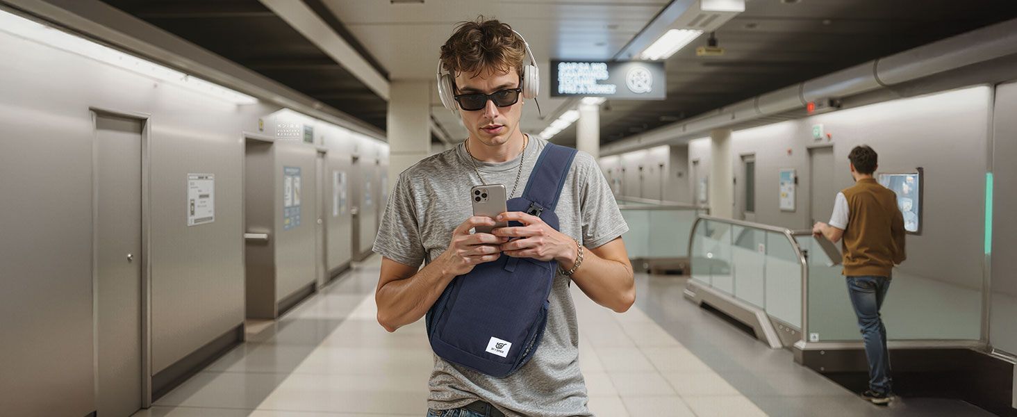 Сумка-слінг SKYSPER через плече унісекс, протикрадіжна нагрудна сумка Crossbody чорного кольору, розмір M