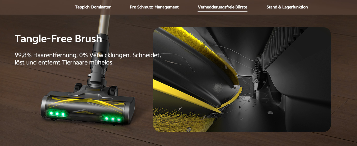 Бездротовий пилосос Ultenic з акумулятором, 600W, 55000Pa, 65 хвилин роботи, GreenEye технологія, телескопічна труба, самостійна парковка, 6-шарова фільтрація, щітка Anti-Tangle, для шерсті тварин/килимів/твердих підлог