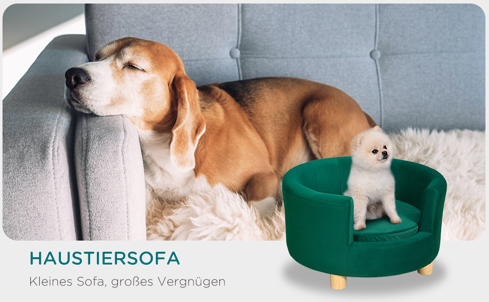 Диван для собак PawHut, зелений, знімний чохол, для малих собак до 4,5 кг