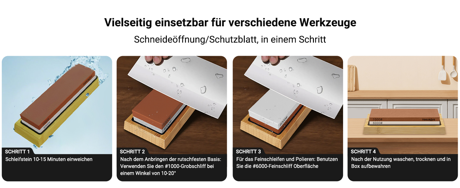 Набір точильного каменю Schleifstein 400/1000 та 1000/6000 з підставкою, для заточування ножів, японський точильний камінь
