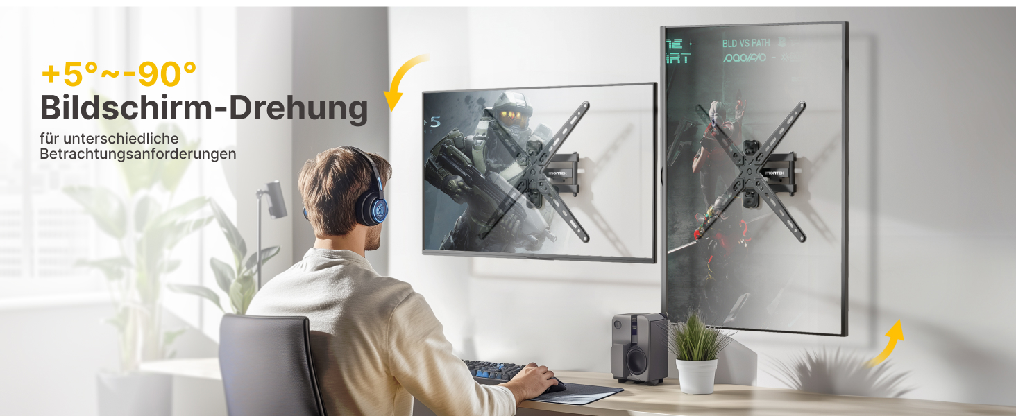 Кріплення для телевізора monTEK для плоских та вигнутих моніторів 13-55 дюймів, до 25 кг, поворотне та нахилене, висувна кріплення, VESA 400x400 мм