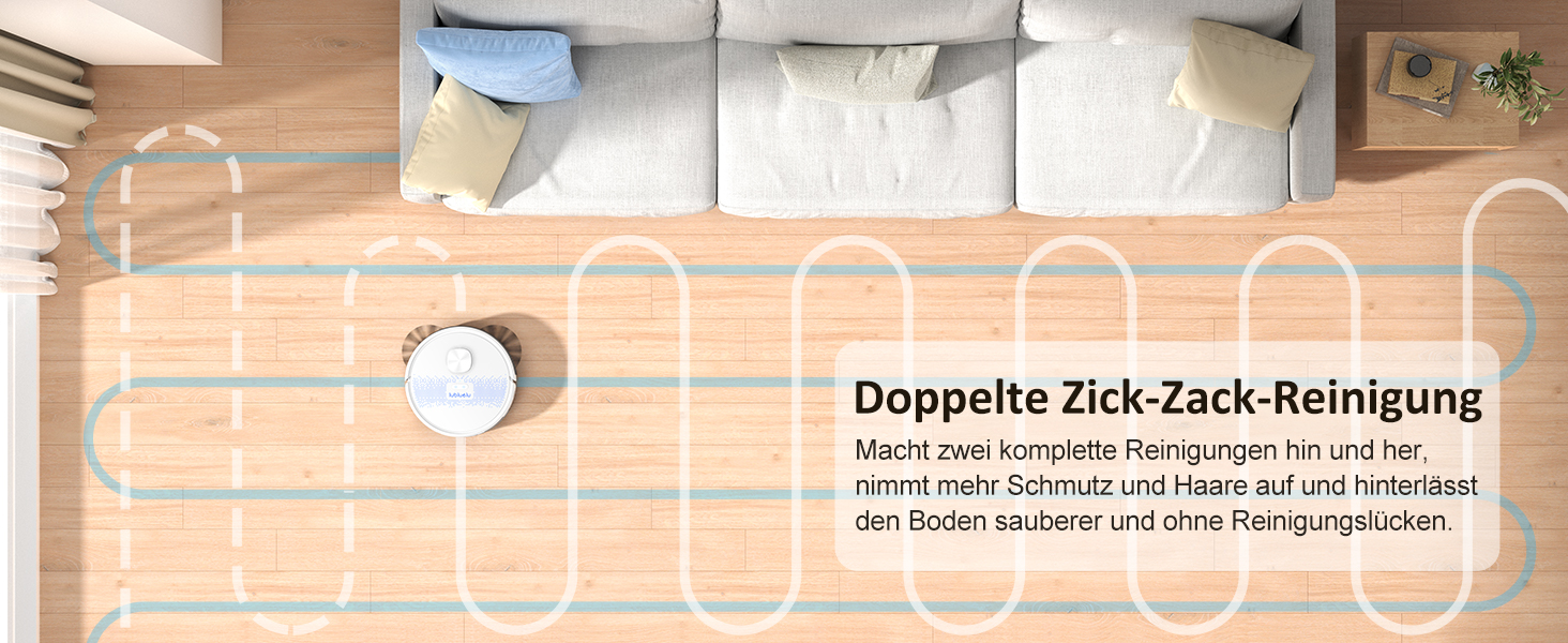 Робот-пилосос Lubluelu SL60D з функцією миття, 4500Pa, лазерна навігація, керування через додаток, для тварин, килимів, твердих підлог, білий