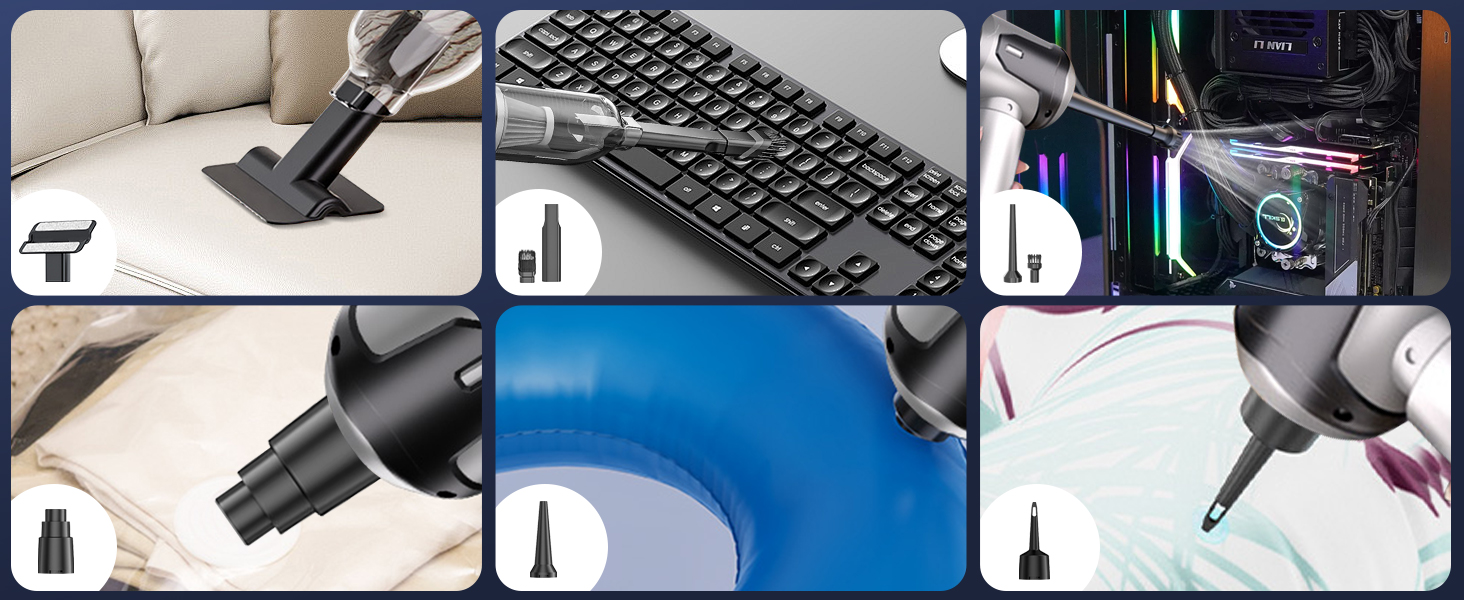 Бездротовий ручний пилосос Unipampa 16000PA, 100W, 6000mAh, для дому, авто, офісу, видалення шерсті тварин (сірий)