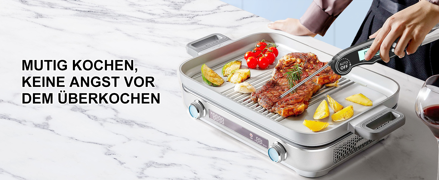 Цифровий термометр для м'яса: миттєве зчитування, для приготування на грилі та в духовці, з магнітною основою та сигналом тривоги, для кухні, барбекю та лабораторій