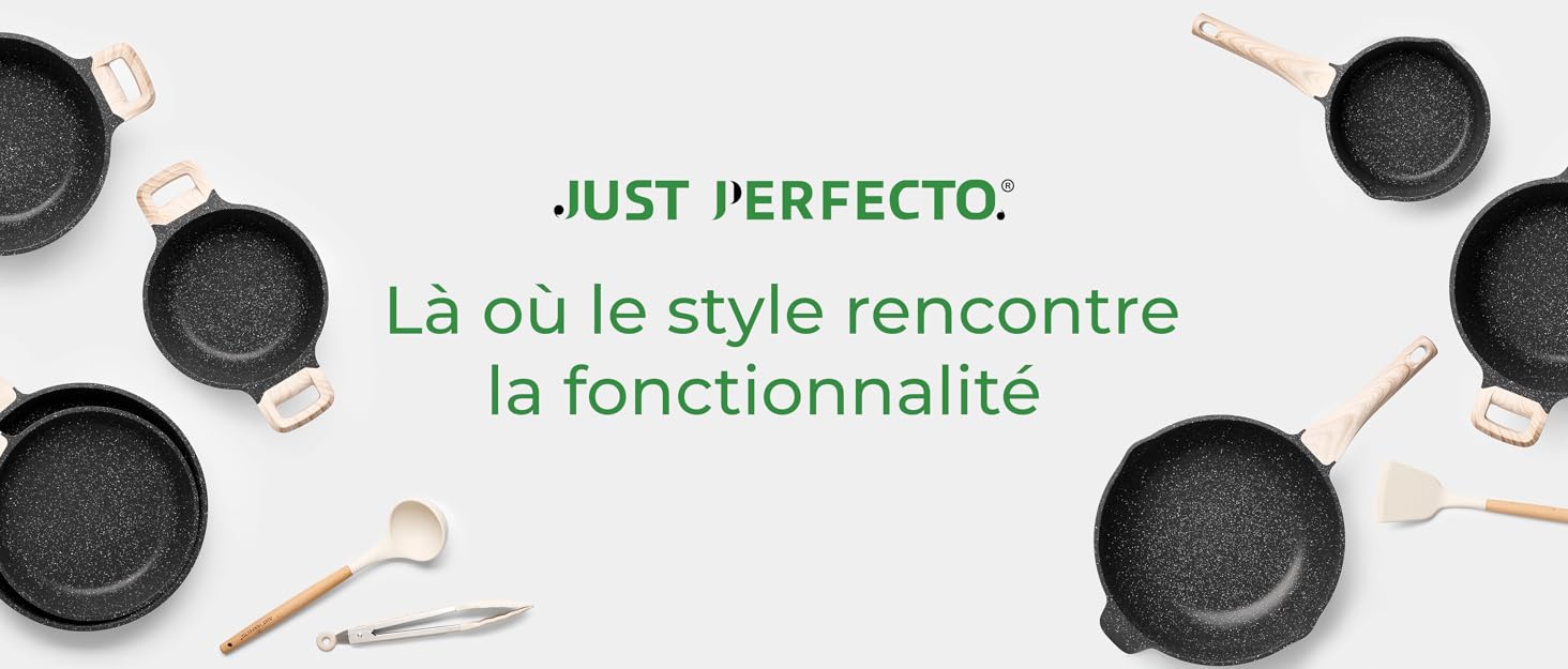 Набір посуду JUST PERFECTO 14 предметів: каструлі та сковорідки з антипригарним покриттям для індукційних плит (алюміній, бежево-коричневий)