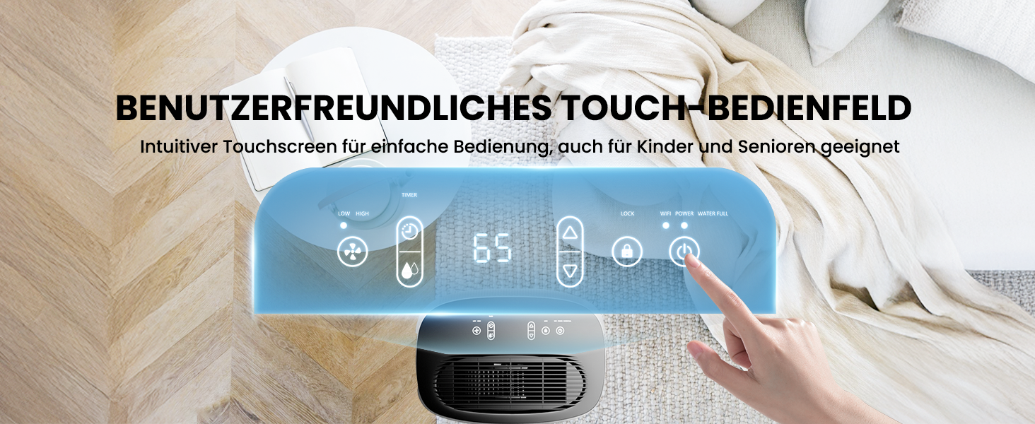 Електричний осушувач повітря 25л/день, 50㎡, з керуванням через додаток та сенсорною панеллю, для підвалу, бак 3.7л, злив по шлангу, 47dB, таймер 24г, захист від дітей, 3 роки гарантії