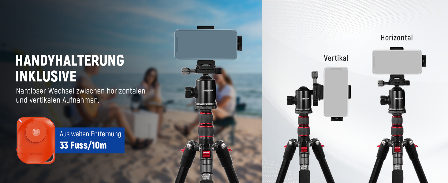Штатив NEEWER 77' з алюмінію, монопод для DSLR та телефону, 360° кулькова головка, 2-осьова центральна колона, Arca QR пластина, сумка, портативний, вантажопідйомність 15,4 кг, TP77