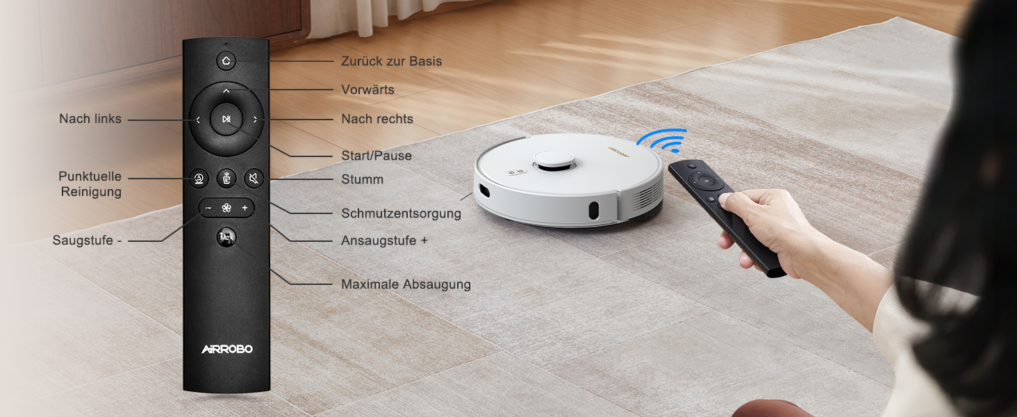 Робот-пилосос AIRROBO GT21 з функцією миття, 3.5л, станція самоочищення, 180хв роботи, LiDAR навігація, потужне всмоктування, керування через додаток, для килимів та шерсті тварин