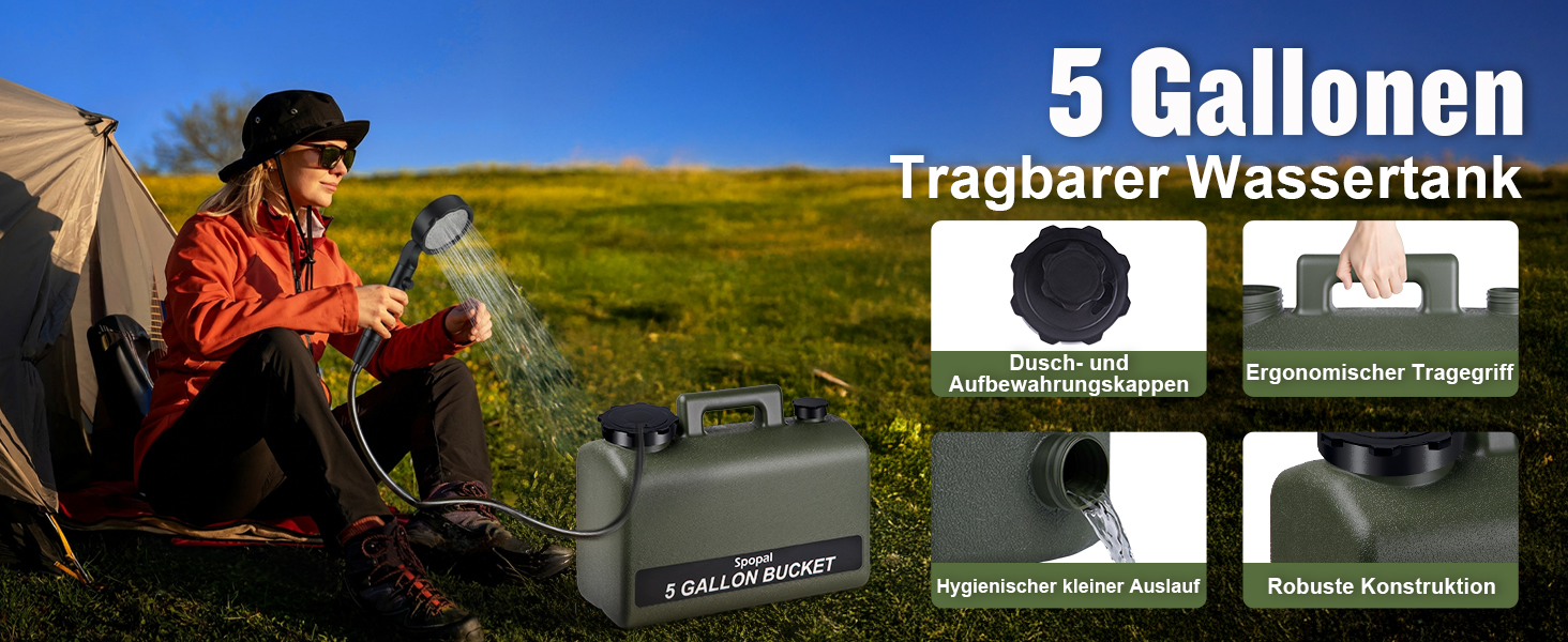 Портативна душова кабіна для кемпінгу з акумулятором 10000mAh та 20л баком. Комплект для відпочинку на природі, в авто та для миття тварин