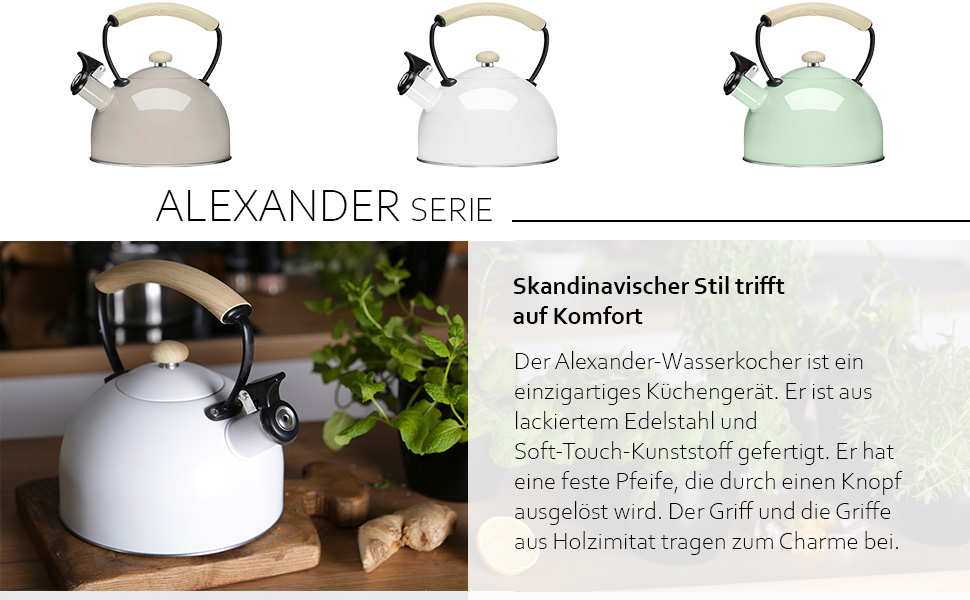 Чайник електричний зі свистком з нержавіючої сталі Molly, 1.7л, зелений (газова плита, індукція, плита)