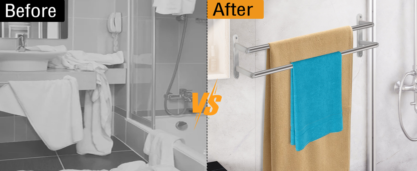 Тримач для рушників на стіну, 60 см, нержавіюча сталь, для ванної, спальні, кухні, щіткова нікель