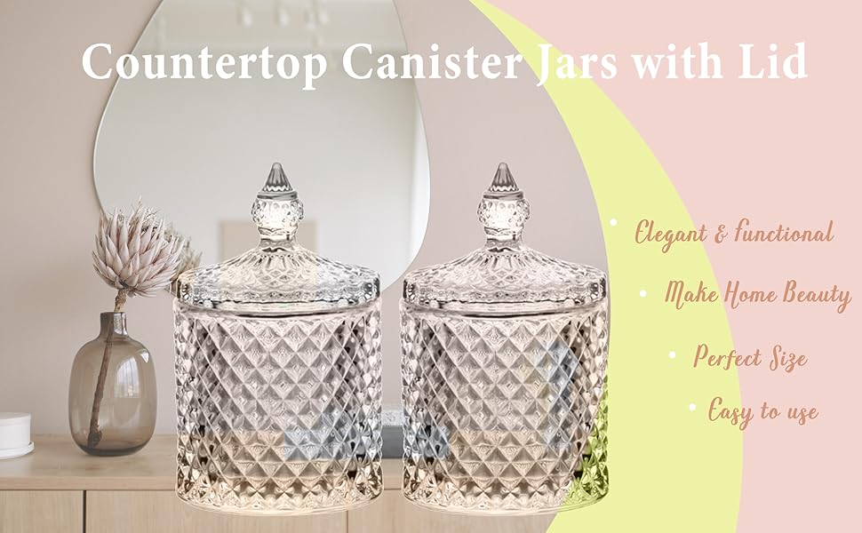 Контейнер для ватних паличок та дисків 2 шт. Прозорий скляний органайзер для ванної кімнати, туалетного столика. Підходить для ватних паличок, дисків, солі для ванни.