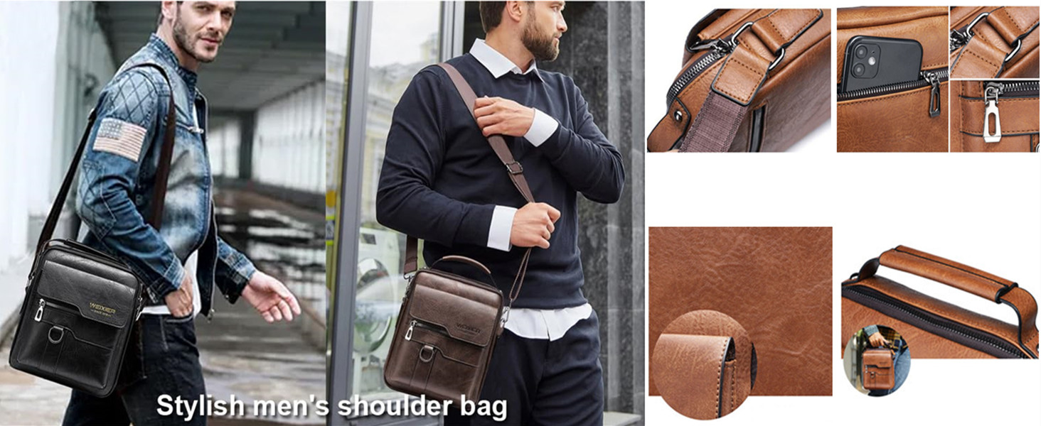 Чоловіча сумка через плече/месенджер з натуральної шкіри (колір: коричневий)