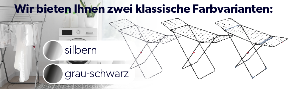 КADAX Сушарка для білизни з 18 метрами сушильної поверхні - для квартири, балкону та саду, розкладна, з неслизькими ніжками, економна, виготовлена в ЄС (Антрацит Плюс)