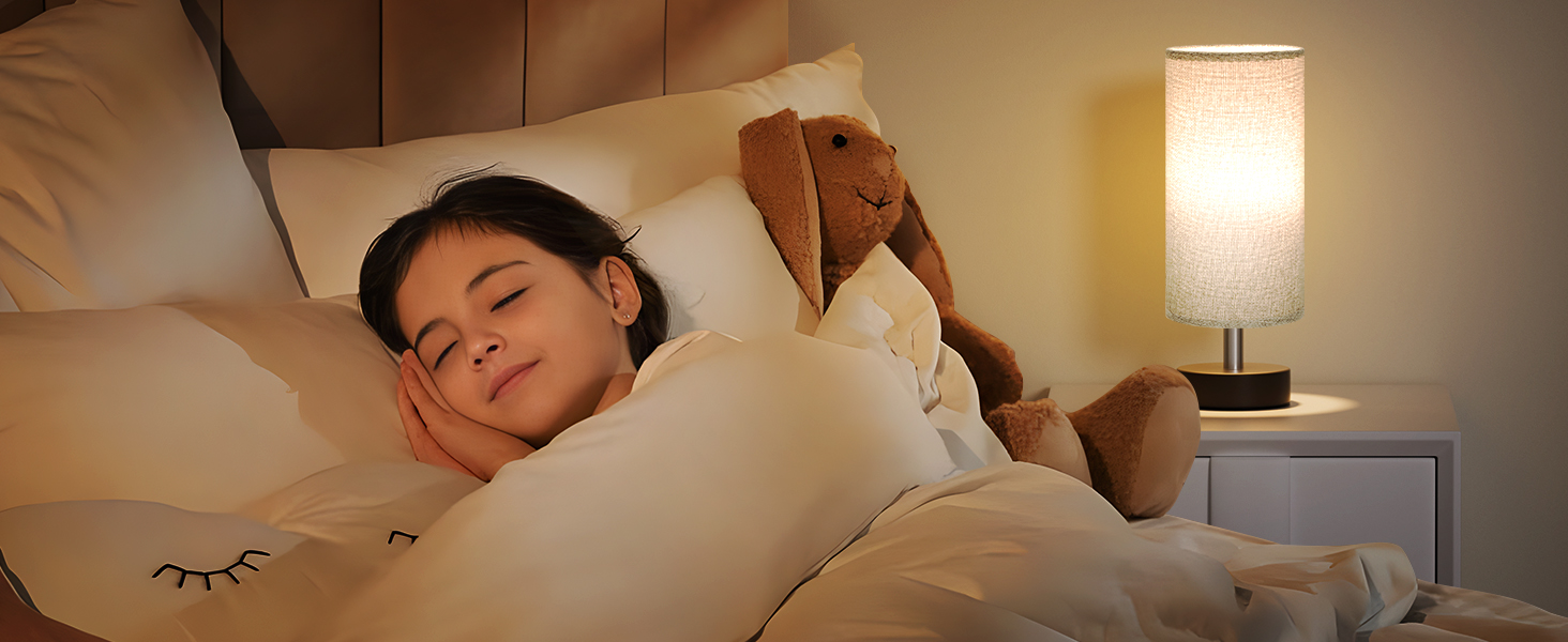 Настільна лампа Kakanuo з 3 режимами кольору, біла, з вимикачем, абажур з льону, для вітальні, спальні, офісу, дитячої кімнати (LED лампа в комплекті), колір: білий+чорний (сірий+чорний)