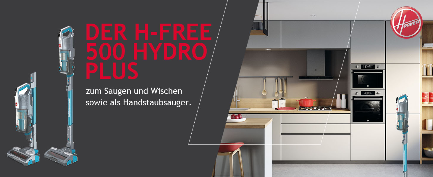 Бездротовий пилосос Hoover H-Free 500 Hydro Plus з підсвічуванням та функцією миття підлоги – 3-в-1, час роботи 30 хв, насадки: для підлоги, кутів, меблів, з паркуванням, 1 акумулятор