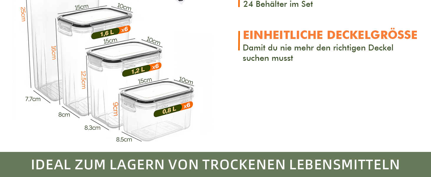 Набір контейнерів для зберігання Theo&Cleo (24 шт.) з кришкою, BPA-free, для кухні