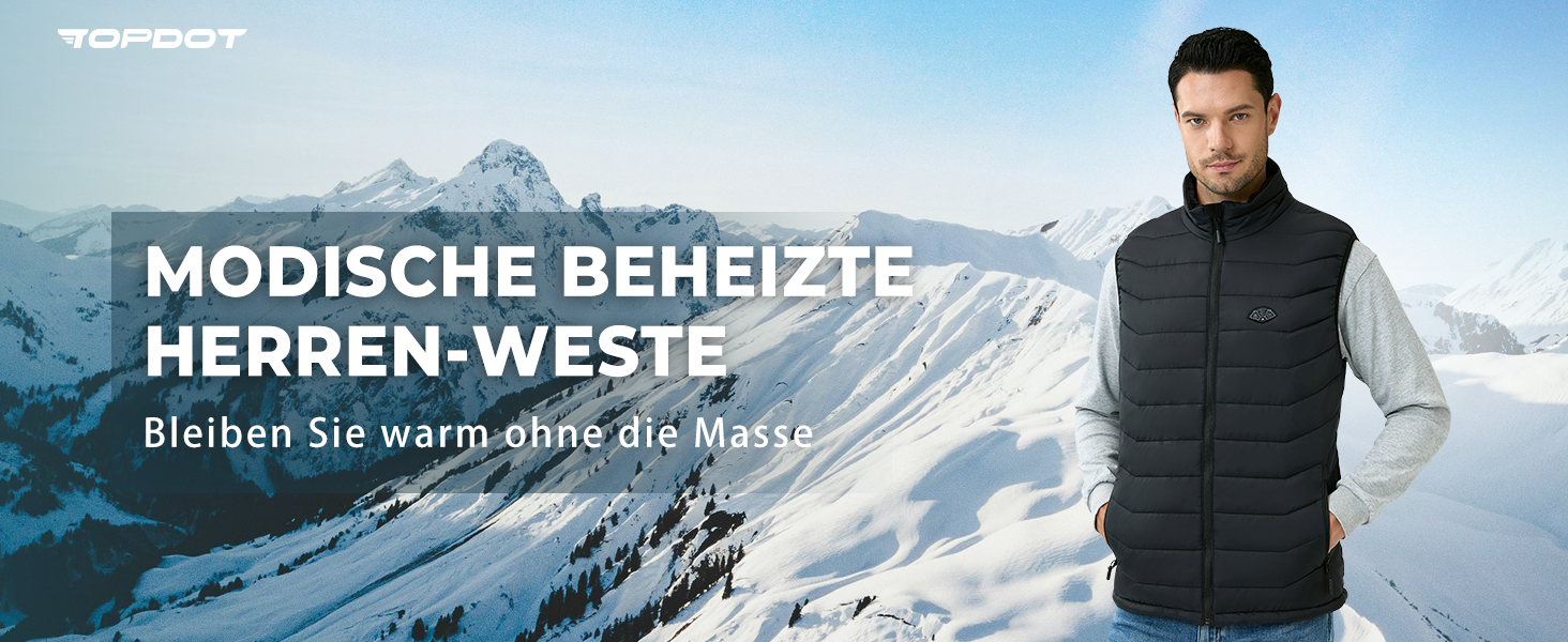 Електрична гріюча жилетка Topdot для чоловіків з Powerbank 7.4V 16000mAh, 8 нагрівальних зон, 3 температурні режими, для активного відпочинку, катання на лижах та риболовлі