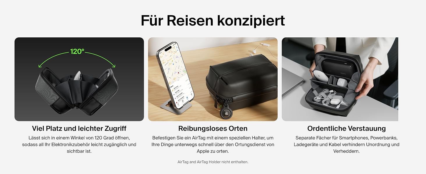 Органайзер для електроніки та аксесуарів Belkin для подорожей: сумка для iPhone, Powerbank, зарядного пристрою, Apple Pencil та AirTag, міцний м'який матеріал