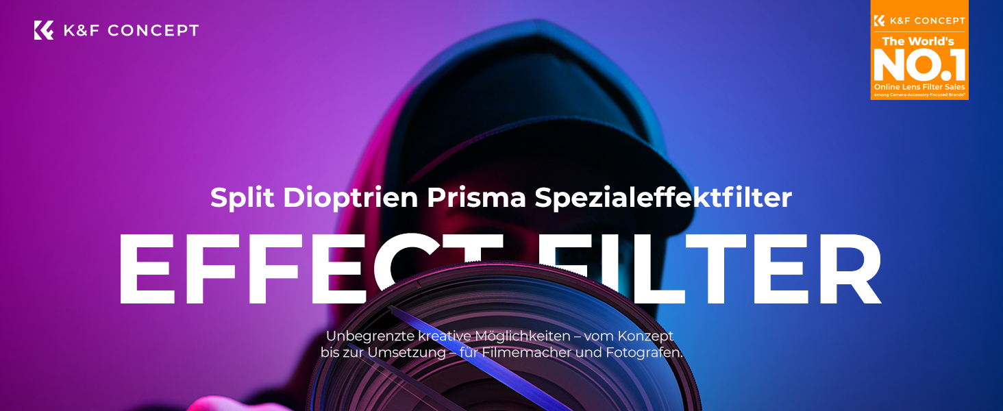 Фільтр K&F CONCEPT Split Dioptrien Prisma для створення ефекту боке та розділеного фону, 72 мм (Nano-Basic)