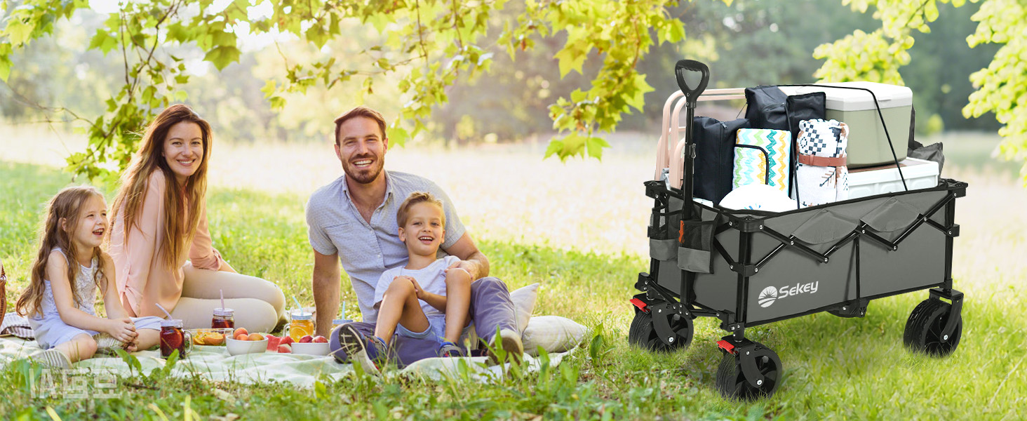 Bollerwagen Sekey XXXL: Складна вантажна платформа з великим об'ємом 150л, 200кг вантажопідйомністю, широкі колеса для бездоріжжя, антрацит