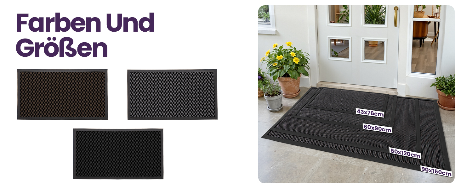Дексі килимок для дому та вулиці 43 x 76 см, антиковзкий, водонепроникний, міцний, сірий