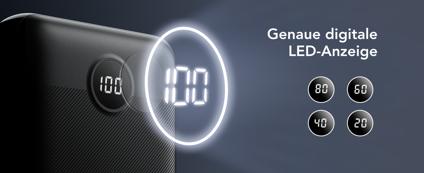 Power Bank VEGER 30000mAh 20W PD: Швидка зарядка, LED дисплей, 4 виходи, 2 входи, USB-C, сумісний з iPhone, iPad, планшетами