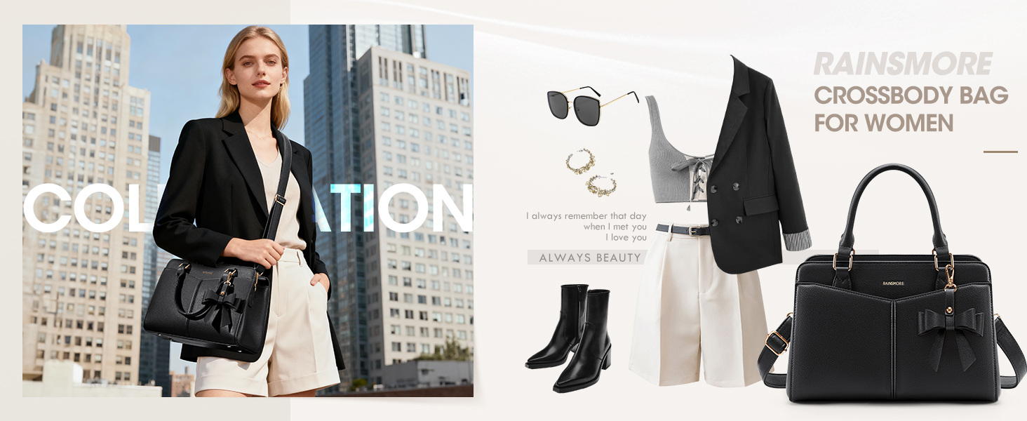 Сумка жіноча RAINSMORE середнього розміру зі штучної шкіри, чорна. Сумка-тоут, сумка на плече, ручна сумка