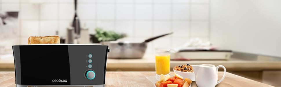 Тостер Cecotec Toast&Taste Extra W 1000W з подвійним широким слотом, 7 рівнів підсмажування, автоматичний викид, знімний піддон для крихт