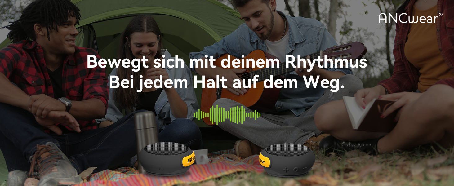 Портативна Bluetooth-колонка ANCwear з мікрофоном, на зап'ясті, білий шум (17 звуків), водонепроникна, для бігу, трекінгу та outdoor спорту, чорна