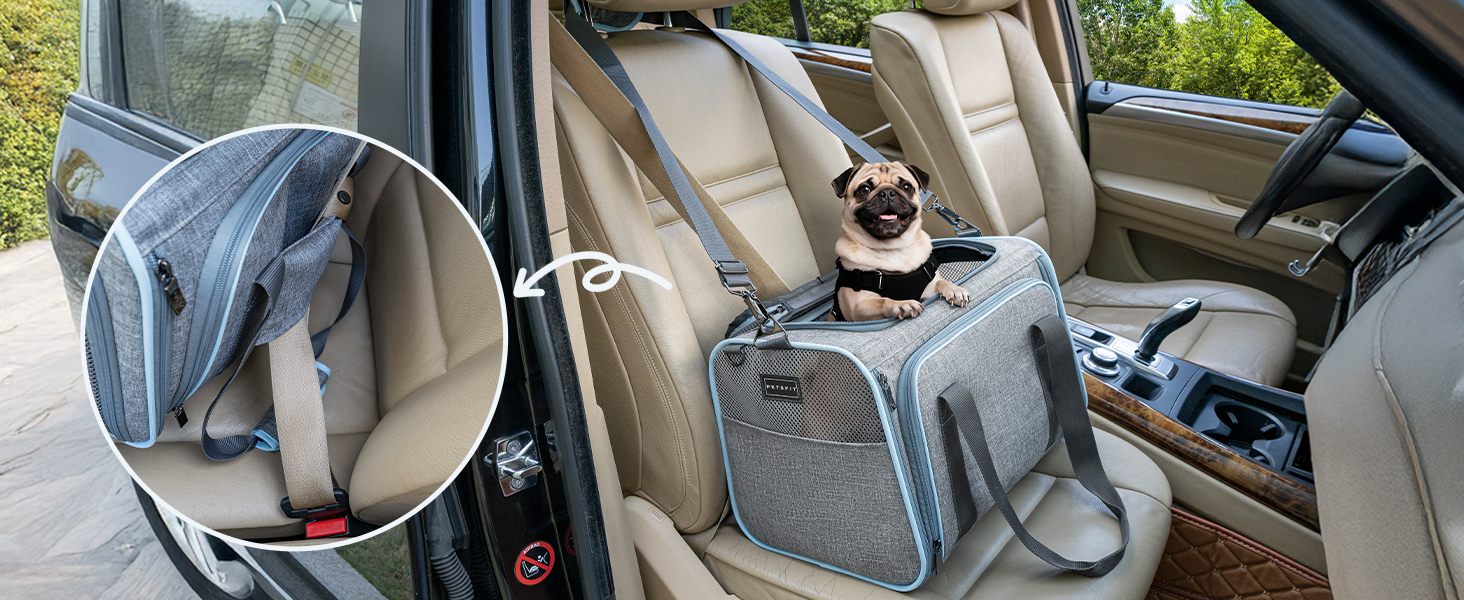 Транспортний бокс для кота/собаки Petsfit - складаний, сірий, M, з м'яким килимком