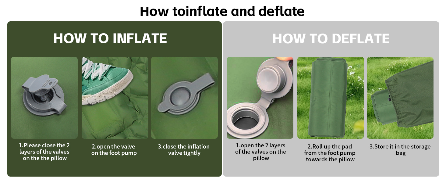 Саморозкладаючий килимок для кемпінгу TVWVT: легкий, з помпою, для подорожей та рюкзака