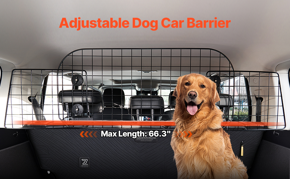 Автобар'єр для собак VEVOR, регульована перегородка, сітка (968x405 мм), захист для заднього сидіння, універсальна бар'єр для SUV, позашляховиків, вантажівок, не складається, 96.5-162 см * 41 см