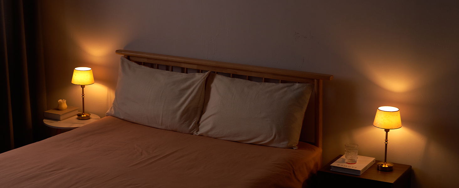 Настільна лампа OCEST на акумуляторі, сенсорне керування, регульована яскравість, для дому, кухні, тераси, їдальні (античне латунь-лінолеум), плафон з шовку 35,5 см