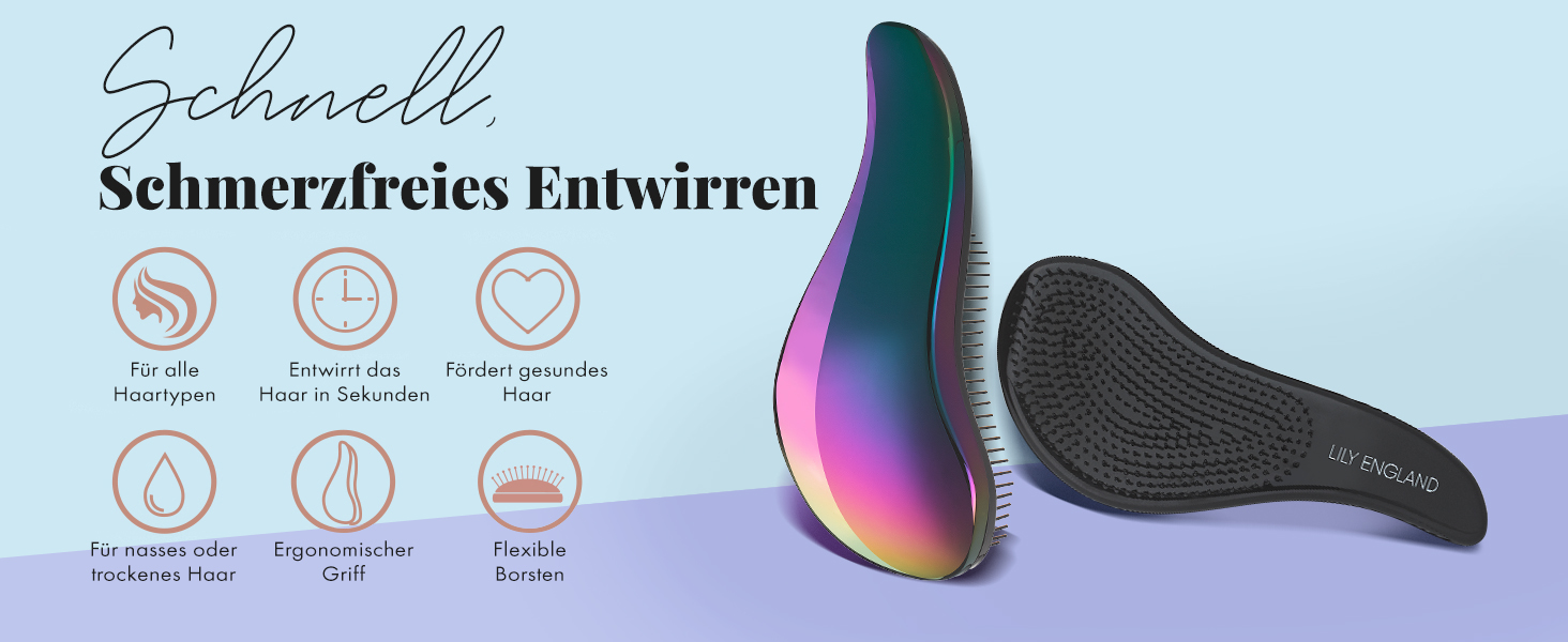 Щітка для волосся Lily England для розплутування, преміум-якість для салону, створення зачісок. Підходить для тонкого, густого, кучерявого, сухого, мокрого волосся та дітей (Petrol, 1 шт.)