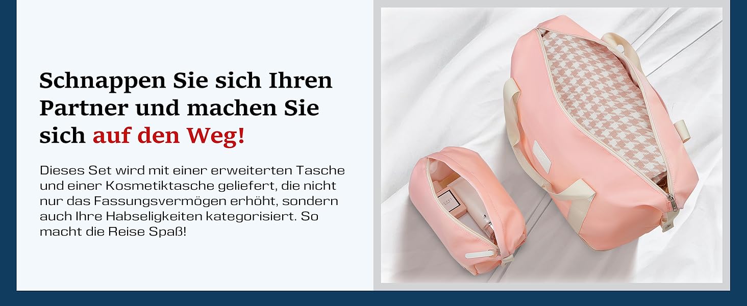 Набір валіз Joyway: велика валіза з ABS-пластику, 4 колеса, TSA-замок, сумка для ручної поклажі та кульбага (Рожевий)