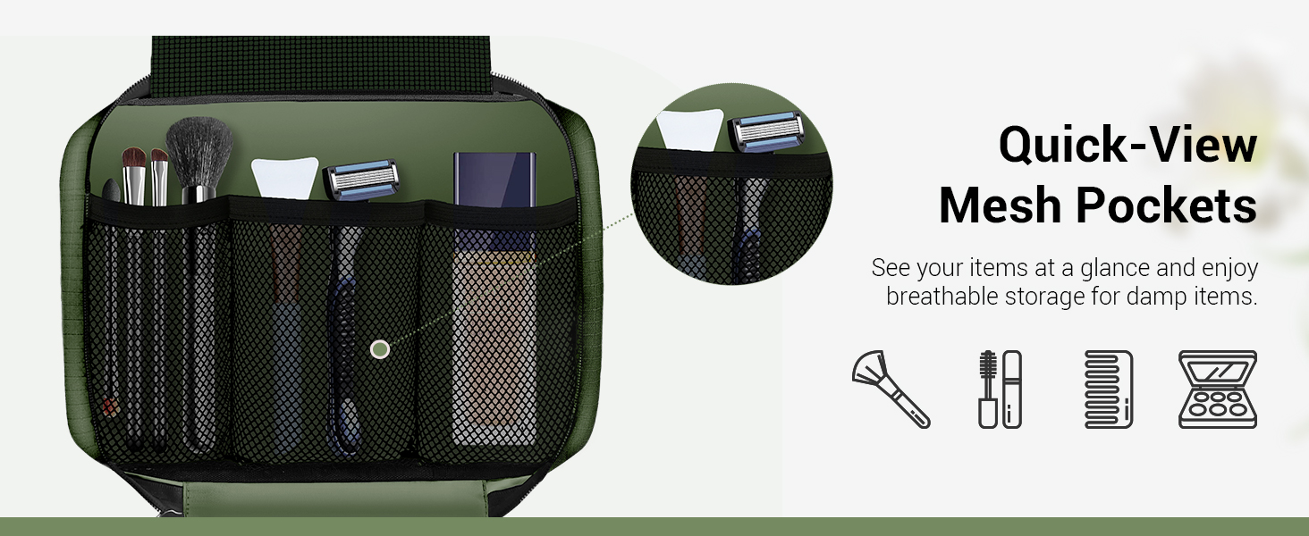 Сумка для туалетних речей Maliton: велика, водонепроникна, з 4 відділеннями | Косметичка для подорожей, спорту, плавання | Складана, компактна (Qlive-green)