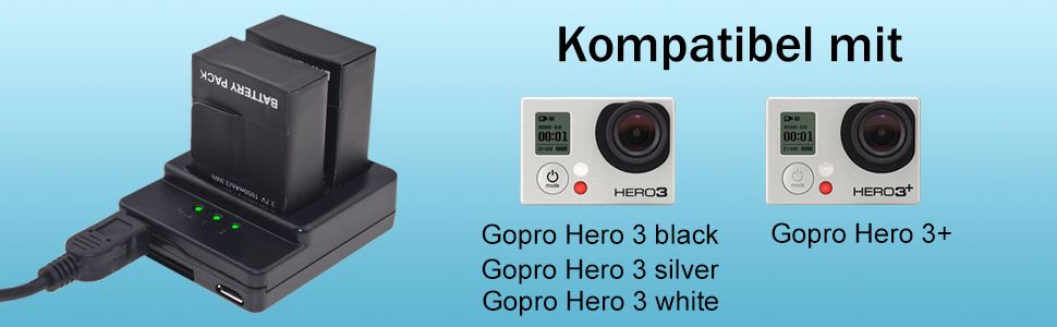 Акумулятор Suptig (2 шт) та подвійний зарядний пристрій для GoPro HERO3 / HERO3+ / AHDBT-301 / AHDBT-302