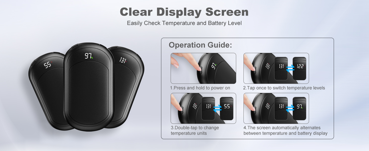 Електричний грілка для рук Macchiatto 2 шт., багаторазовий, 3200mAh, 3 рівні нагріву, до 55°C, чорний