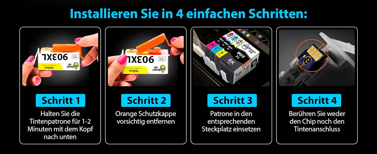 Картриджі Smart Ink для HP 903 XL (903XL) чорний, Multipack, з новим чіпом для HP OfficeJet Pro 6950, 6960, 6970 All-in-One