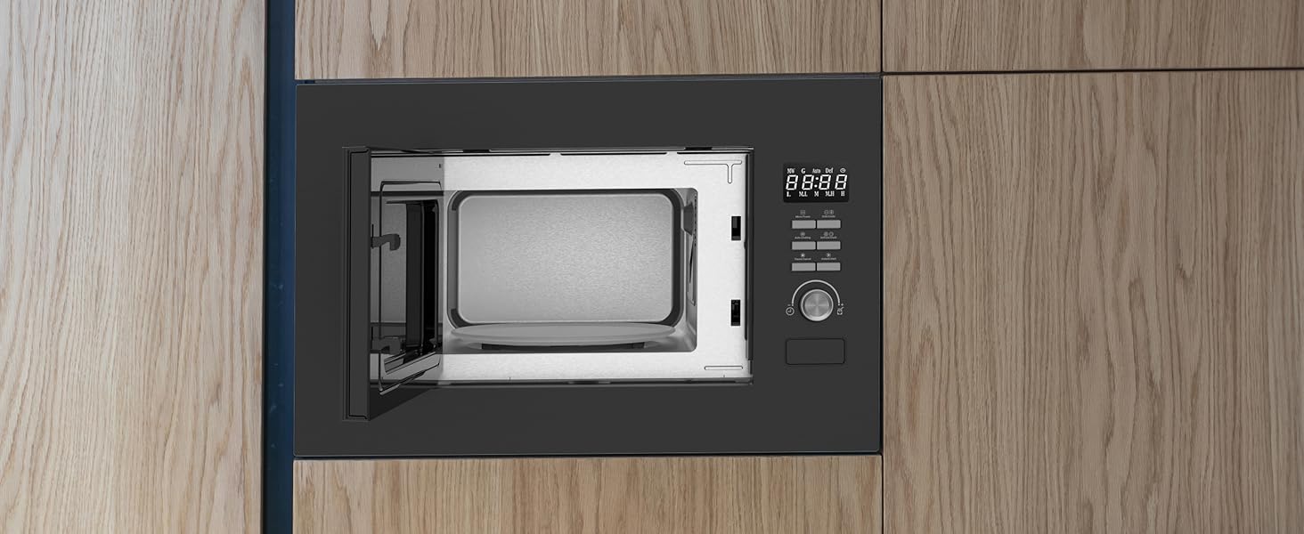 Вбудована мікрохвильова піч Telefunken з грилем, 20 л, чорна, 8 автоменю, 800 Вт, 5 рівнів потужності