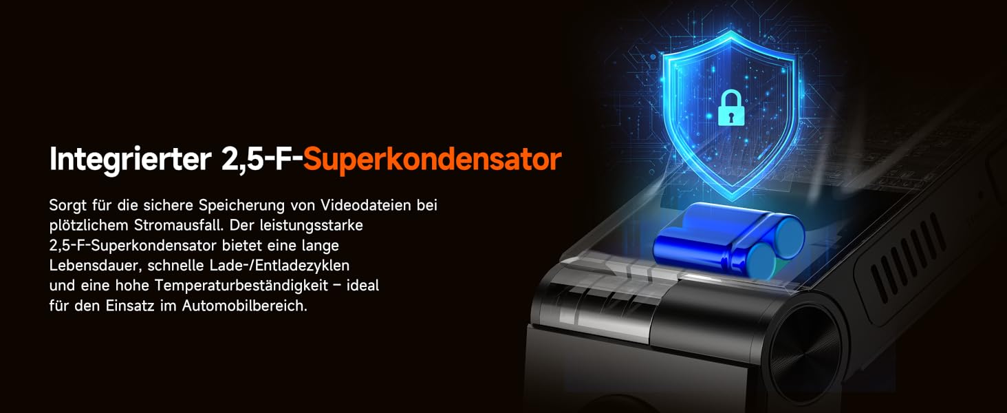 Відеореєстратор E-YEEGER Dashcam Auto 345° Panorama 4K+2.5K з GPS, WiFi, HDR, Нічне бачення, Паркувальний режим, Loop-запис, SD-карта 64GB