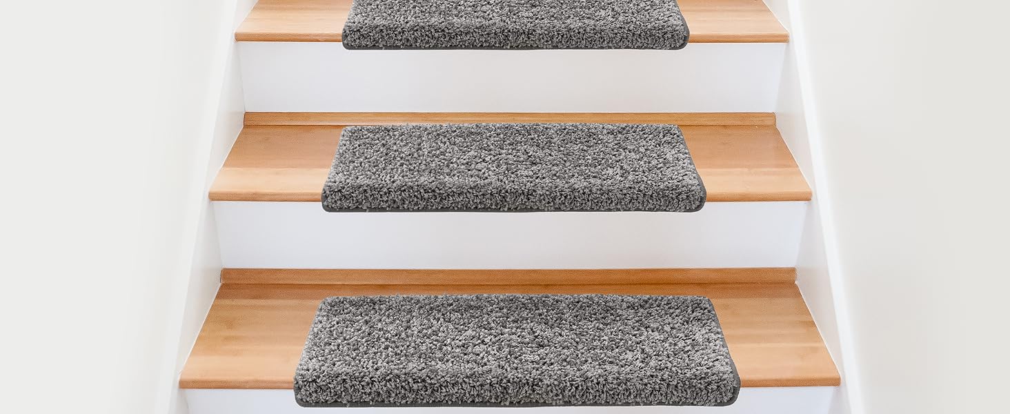 Набір килимків для сходин Floordirekt Barcelona (15 шт.) - надійні та легкі в догляді, 16 кольорів, напівкруглі (темно-коричневий, 65 x 23,5 см)