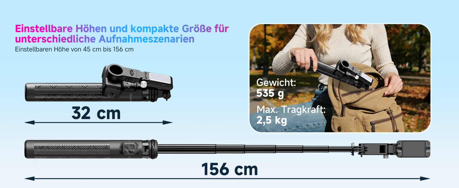 Штатив для смартфона Rollei з автоматичним відстеженням обличчя та стабілізацією відео 360° | Gimbal для TikTok Live Streaming