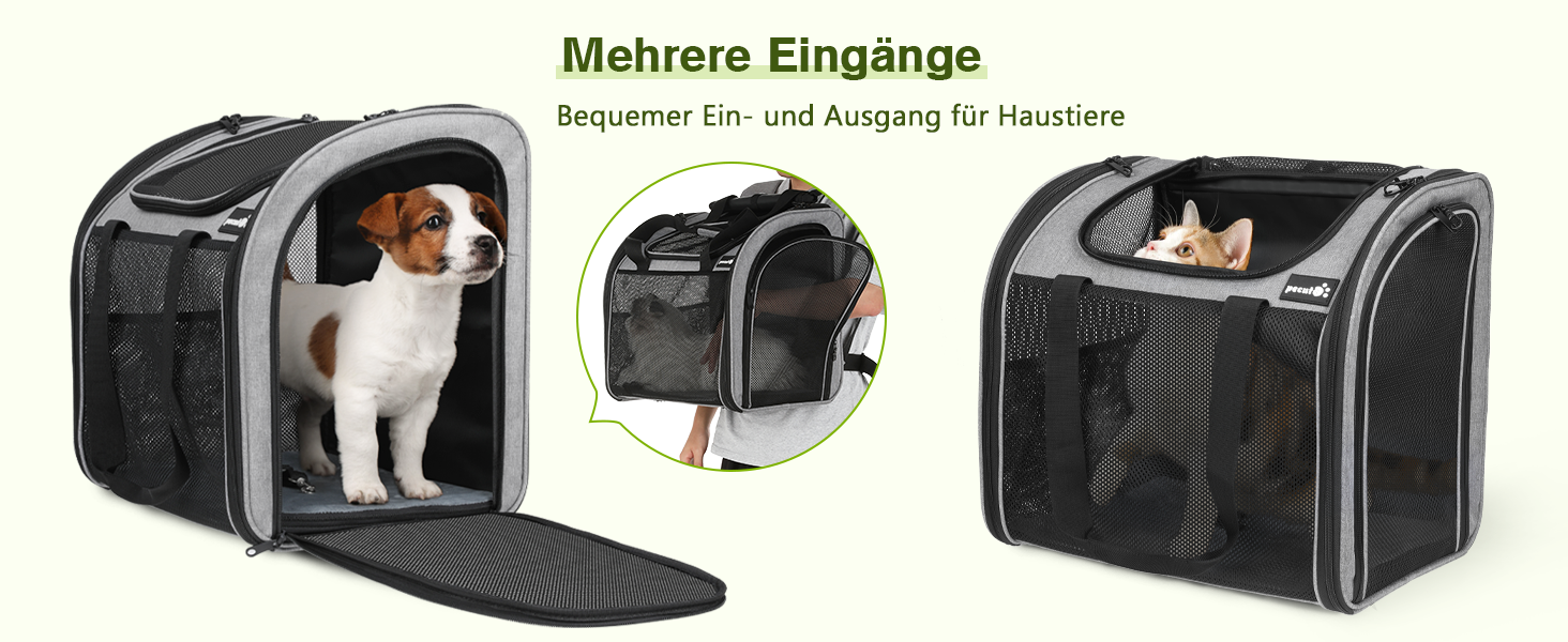 Рюкзак для собак та котів Pecute: переноска для 2 котів або 1 собаки, сірий