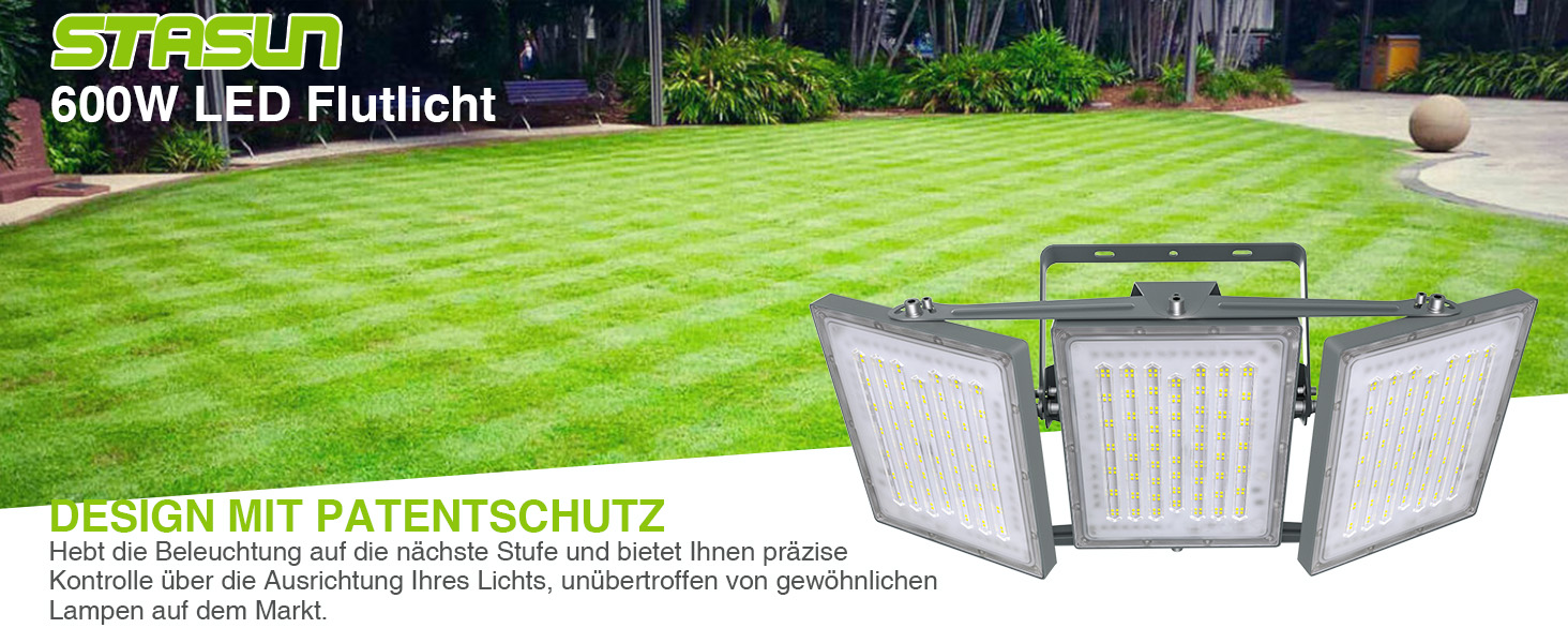 STASUN 150W LED Flood Light Outdoor, 15000LM Super Bright LED Floodlight Outdoor Spotlights, IP65 Waterproof, 6000K Daylight, 3 Floodlights with Adjustable Head Down, for Garden, Garage, Hotel, etc. (600.0 Watt)