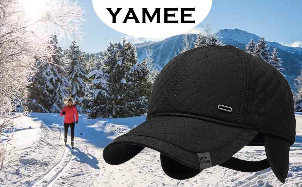YAMEE Бейсболка чоловіча зимова зі складними навушниками, унісекс, синій (2125)