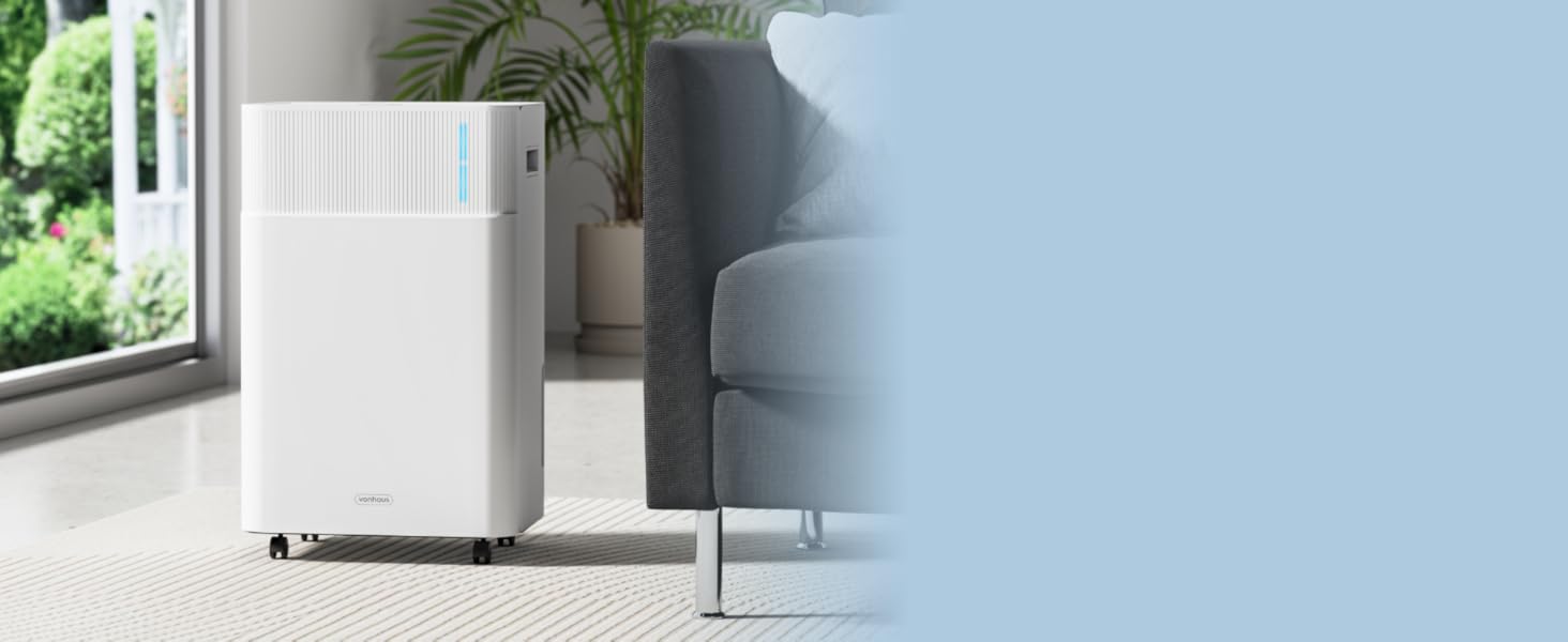 Електричний осушувач повітря VonHaus 20л/добу з Wi-Fi, для підвалу та приміщень до 20м², з таймером та шланг для відведення конденсату, сумісний з Alexa & Google Home