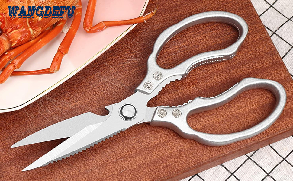 Ніж-ножиці кухонні з нержавіючої сталі, універсальні, з відкривачем для пляшок, для птиці, риби, м'яса, зелені, горіхів, миються в посудомийній машині, сріблясті